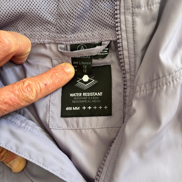 Volcom Kids Hooded Windbreaker Jacket Size 12 | Water Resistant Colorblock - Picture 2 of 5